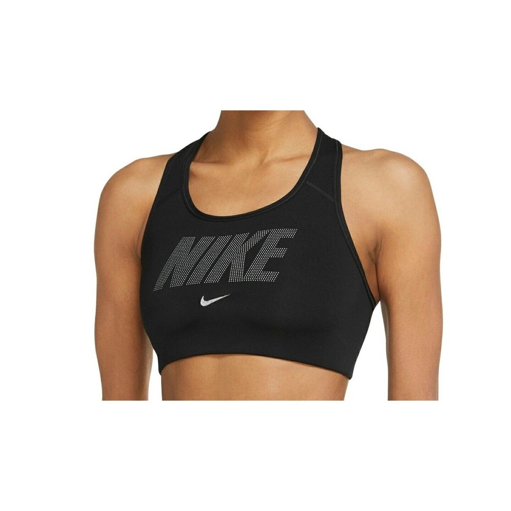 Nike Womens Dri-Fit Metallic Swoosh Sports Bra Available Sz Small, Medium, Large